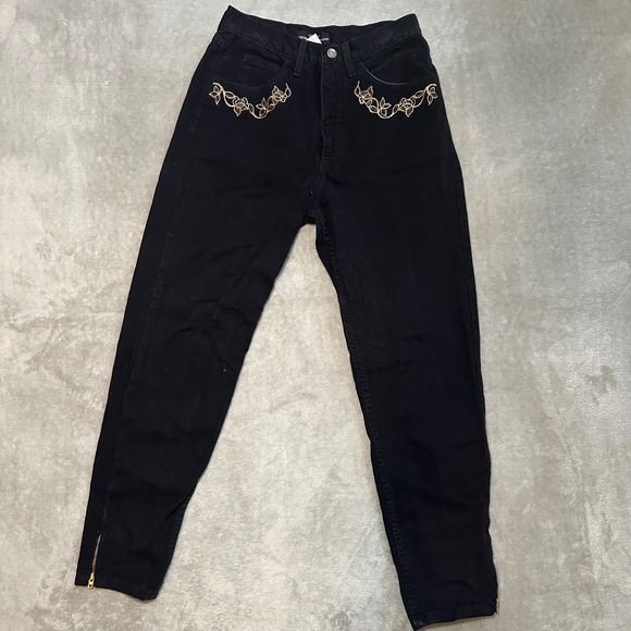 Vtg 80s Guess‎ Georges Marciano Jeans Sz 28 *25x26 Black Denim Tapered Ankle Zip